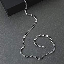 Mens Stainless Steel Thin Foxtail Gift Set Necklace - 4 MM, 22 Inches Length with Lobster Lock