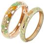 UJOY Vintage Jewelry Cloisonne Handcrafted Enameled Flower Gorgeous Rhinestone Gold Hinged Cuff Bracelet Bangles Gifts 88A11