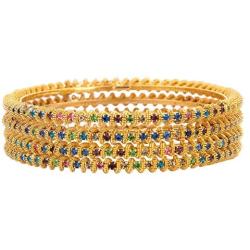 Efulgenz Indian Bollywood CZ Crystal Rhinestone Gold Plated Multicolor Wedding Bridal Bracelet Bangle Set Jewelry