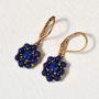 Shop LC Karis Real 14K Yellow Gold ION Plated Oval Blue Lapis Lazuli Lever Back Flower Dangle Drop Earrings Fashion Prom Jewelry Mothers Day Gifts