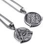 Elfasio Freemason Symbol Masonic Necklace for Men Illuminati All Seeing Eye/Eye of Gold Both Sided Stainless Steel Pendant Jewelry