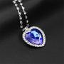 AILUOR Titanic Heart of The Ocean Neckalce, Royal Blue Crystal Created Sapphire Pendant with Silver Plated Necklace Jewelry