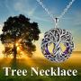 TOUPOP Cremation Jewelry s925 Sterling Silver Tree of Life Urn Necklace Keepsake Ashes Hair Memorial Locket with Volcano Circle Crystal w/Funnel Filler