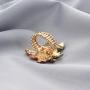 SP Sophia Collection Poinsettia Embellished Rhinestone Stretch Ring in Red Green and Gold