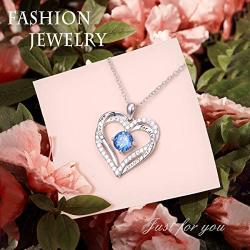 Flyow 925 Sterling Silver Rhodium Plated Cubic Zirconia Forever Love Heart Pendant Necklace for Women Jewelry Birthday Gift