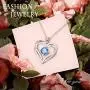 Flyow 925 Sterling Silver Rhodium Plated Cubic Zirconia Forever Love Heart Pendant Necklace for Women Jewelry Birthday Gift