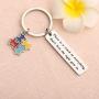 FUSTMW Autism Awareness Keychain Gift Puzzle Piece Charm Autism Mom Inspirational Gift for Autistic Teen There is a Crack in Everything That is How The Light gets in