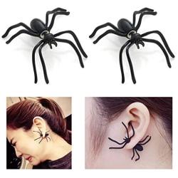 Cinlan Black Spider & Bat Dangle Drop Earrings Halloween Party Costume Accessories Jewelry