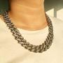 GOLD IDEA JEWELRY 20mm Hip Hop Stainless Steel VVS Lab Diamonds Iced Out Miami Cuban Link Chain