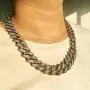 GOLD IDEA JEWELRY 20mm Hip Hop Stainless Steel VVS Lab Diamonds Iced Out Miami Cuban Link Chain