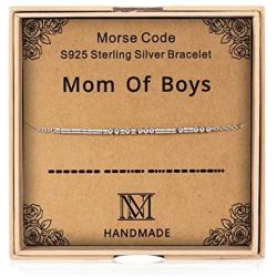 NINAMAID Morse Code S925 Sterling Silver Bracelet for Women Beads Jewelry Mother Inspirational Bracelet Mothers Day Birthday Gift for Mom Women Girls