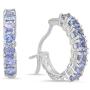 Dazzlingrock Collection 0.85 Carat (ctw) Round Cut Tanzanite Ladies Huggies Hoop Earrings, Sterling Silver