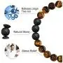 Tiger Eye Mens Bracelet Gifts - 8mm Tiger Eye Lava Rock Stone Mens Anxiety Bracelets, Stress Relief Adjustable Tiger Eye Bracelet Aromatherapy Essential Oil Diffuser Lava Bracelet Gifts for Men