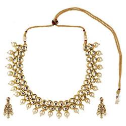 Efulgenz Indian Bollywood Premium Kundan Faux Pearl Bridal Wedding Choker Necklace Earrings Jewelry Set