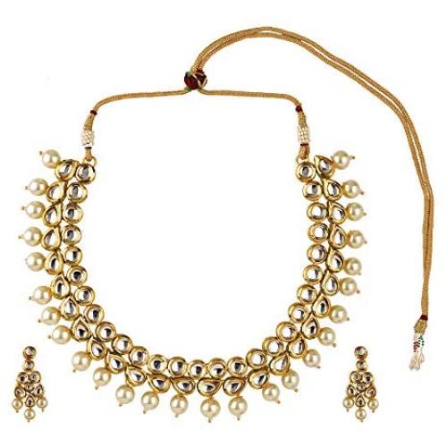 Efulgenz Indian Bollywood Premium Kundan Faux Pearl Bridal Wedding Choker Necklace Earrings Jewelry Set