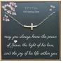 EFYTAL Small Cross Necklace for Women and Girls, Christian Gifts for Easter, First Communion, Confirmation, Baptism, Sterling Silver Sideways CZ, Tiny Pendant Jewelry, Religious Gift for Catholic Birthday