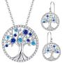 Mothers Day Gifts for Mom Tree of Life Necklace Earrings Set Birthstone Aquamarine Blue Sapphire Jewelry for Women Anniversary Birthday Gifts Sterling Silver