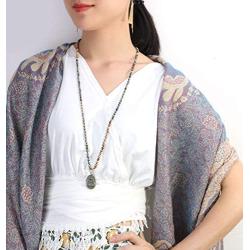 KELITCH Yoga Buddha Pendant Necklaces Y-Shaped Natural Stone Beaded Necklaces Statement Bracelets Mala Jewelry