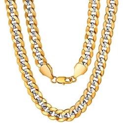 ChainsPro Men Cuban Link Chain, Dainty Necklace, 6/8MM Width, 18/20/22/24/26/28/30 Inches,Gold/Black Color (with Gift Box)