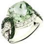 RB Gems Sterling Silver 925 Statement Ring Genuine Gemstone Cushion 12 mm, Rhodium-Plated Finish