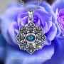 EUDORA Good Luck Blue Evil Eye Vintage Sterling Silver Necklace Pendant, Gift for Women Girl, 18 inch Chain