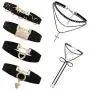 Flongo Womens Gothic Vintage Flannelette Rope Cross Rivet Choker Punk Collar Neckband Flongo Womens Gothic Vintage Flannelette Rope Cross Rivet Choker Punk Collar Neckband