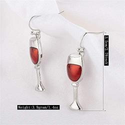 DAMLENG Unique Chic Handmade Stainless Steel Red Wine Glass Dangle Drop Earrings for Women Girls Statement Jewelry Gifts