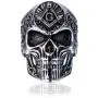 Masonic Skull Rings for Men, Stainless Steel Freemason Skull Ring, Cool Vampire Skull Ring Halloween Biker, Gothic Demon Skull Head Ring, Vintage Punk Skull Jewelry Gift for Men Boys