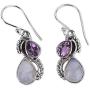 NOVICA Multi-Gem Rainbow Moonstone .925 Sterling Silver Dangle Earrings, Two Teardrops