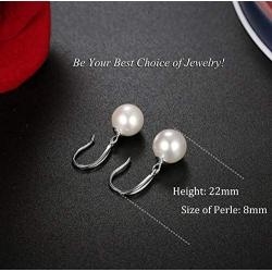 Thunaraz 925 Sterling Silver Freshwater Cultured Pearl Jewelry Necklace Earrings Set for Women Anniversary Gifts