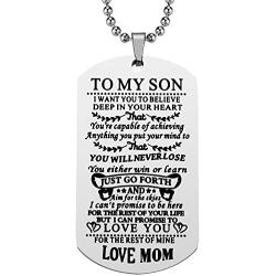 Dad to Son Necklace, To My Son Dog Tag Pendant Necklace, Father To Son Gift from Dad, Inspirational Son Necklace
