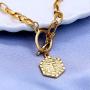 EXGOX Initial Letter Choker Necklace for Women 14K Gold Plated Dainty Personalized Hexagon Pendant Necklace Paperclip Link Chain Necklace for Women Girls Jewelry A-Z