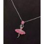 DMOMSA Cute Pink Ballet Girl Pendant Necklace Jewelry Gift, Woman Gift Suitable for Birthday Party Anniversary Valentines Day