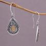 NOVICA 925 Sterling Silver Dangle Earrings with Yellow Gold-Plated Accents, Dewdrop Leaves