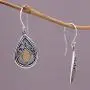 NOVICA 925 Sterling Silver Dangle Earrings with Yellow Gold-Plated Accents, Dewdrop Leaves