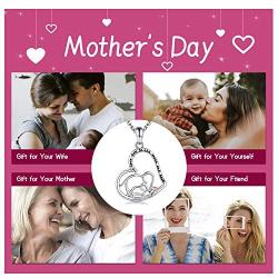 925 Silver Mother Daughter Elephant Necklace - I Love You to The Moon And Back Heart Pendant Mother Day Jewelry Gift for Mom Women Girls APOTIE