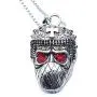 Mask Skull Pendant Necklace for Men, Cross Skull Head Necklace Halloween, Gothic Red Eye Vampire Skull Pendant Necklace with 23.6” Chain, Vintage Punk Skull Jewelry Gift for Men Boys