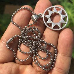 9 Pointed Star Faith the essential worth of all religions Protection Amulet Pewter Kids Mens Womens Pendant necklace Charm Medallion for men women kids w Silver Ball Chain