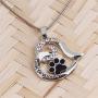 AILUOR Dog Paw Necklace, Cute Puppy Paw Print Forever Love Heart Pendant Always in My Heart Footprint Necklace Memorial Jewelry for Dog Lovers - Live & Love & Rescue