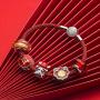 ATHENAIE 925 Sterling Silver Red Enamel Vintage Chinese New Year Lucky Cloud Lion Good Fortune Charm Beads for Bracelet