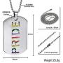 PAURO 2PCS Pride Rainbow Dog Tag LGBT Stainless Steel Jewelry - Gay and Lesbian Pride Pendant Necklace
