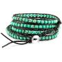 MOWOM Alloy Genuine Leather Bracelet Bangle Cuff Rope for Women Boys Kids Gemstone Beads Braided 1 Wraps & 2 Wraps Stone Adjustable Handmade Jewelry Gift
