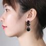 mecresh Vintage Floral Teardrop Butterfly Wing Black Austrian Crystal Drop Dangle Earrings for Women Bride Gift