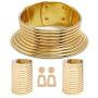 Fld 4pcs African Vintage Statement Choker Resin Snap Necklaces Bangle Jewelry Women Long Neck Collar Wide Leather Bracelet Stud Earring Sets