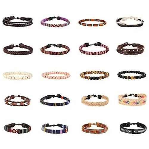 Finrezio 15-20 Pcs Braided Bracelet Set Women Men Beads Leather Wristbands Boho Ethnic Tribal Linen Hemp Cords Wrap Bracelets String Handmade Jewelry Finrezio 15-20 Pcs Braided Bracelet Set Women Men Beads Leather Wristbands Boho Ethnic Tribal Linen Hemp Cords Wrap Bracelets String Handmade Jewelry