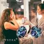UPSERA Rose Gold Plated Crystals from Swarovski Multicolored Leverback Dangle Hoop Earrings