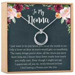 Dear Ava Nonna Gift Necklace: Nonna Present, Nonna Jewelry, Italian Grandma, 2 Linked Circles (Silver-Plated-Brass, NA)