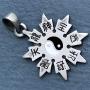 Throwing Star Yin Yang Jewelry Shaolin Shuriken Kung-Fu Chinese Ninja Ninjitsu Shinto Pewter Mens Pendant Necklace Wealth Money Lucky Charm Protection Amulet Medallion Choker W Silver Ball Chain