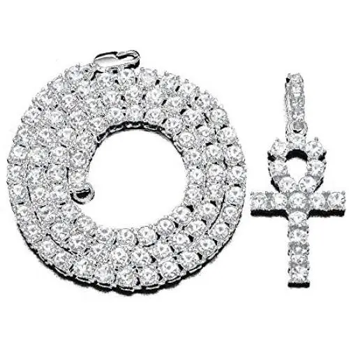 MCSAYS Hip Hop Jewelry Iced Out Bling Full Crystal Cross Pendant Golden Cuban Chain Religious Christian Necklace Fashion Accessories for Men/Women Gifts