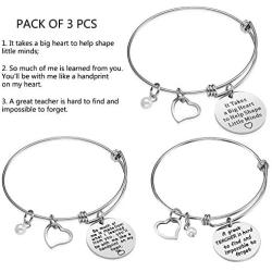 Teacher Appreciation Gift Idea - 3PCS Stainless Steel Expendable Inspirational Bangle Bracelet Set, Best Teacher Jewelry, Thank You Gifts for Women, Christmas Birthday (3PCS)